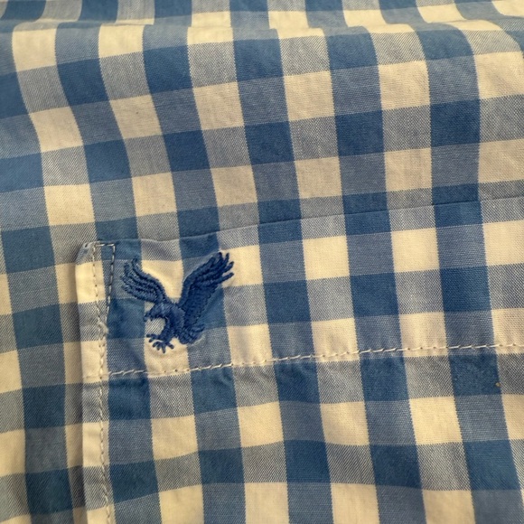 American Eagle Outfitters Blue and White Plaid Shirt - Picture 5 of 6